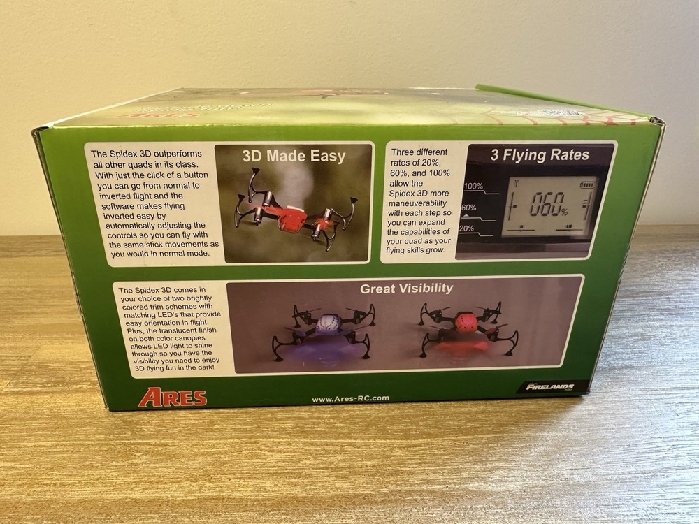 Spidex 3D RTF Micro Quad Drone Blue Ares RC Powers On Untested