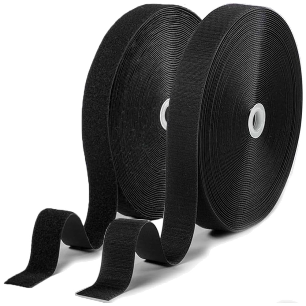 Strong Adhesive Black Hook Loop Tape - 82ft