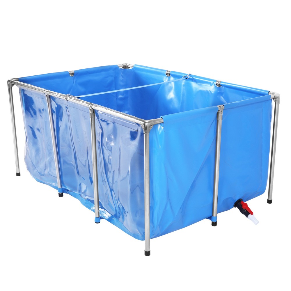Rectangular Goldfish Tank with Frame & Drain Valve Above Ground Fish Pond Clear