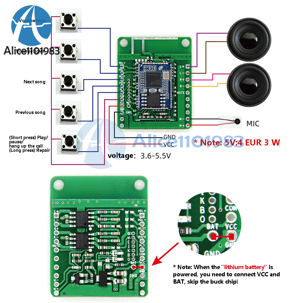 QCC3034 Bluetooth5.1 Receiving Module Support APTX APTXHD Audio Amplifier Module