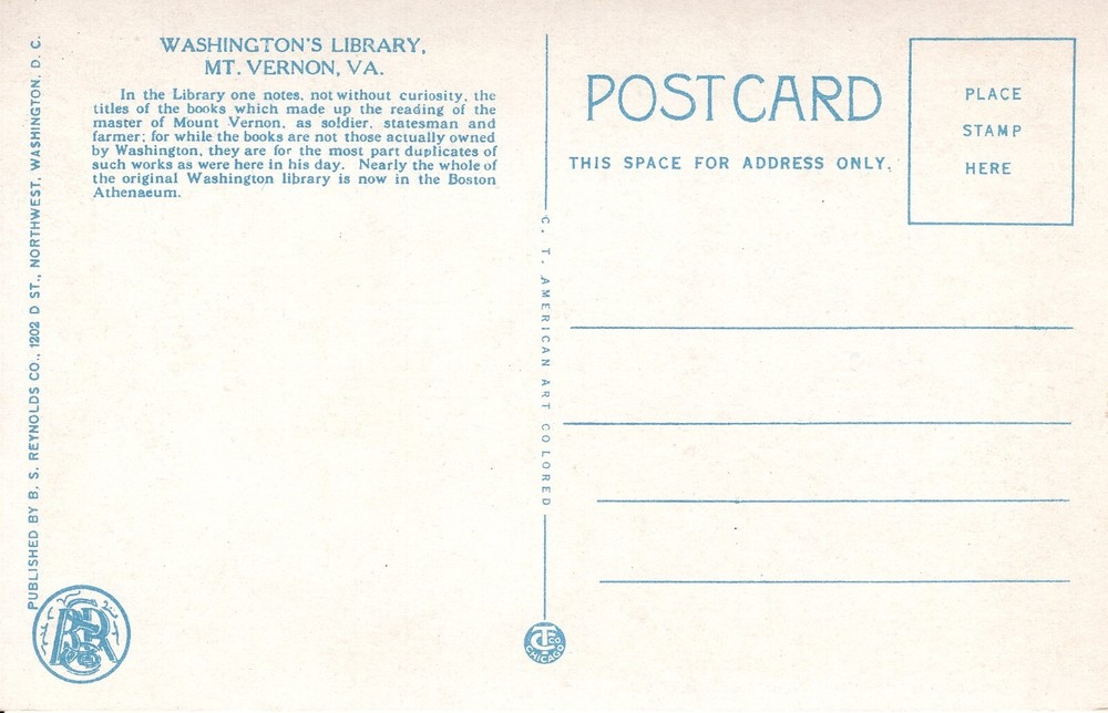 WASHINGTON'S LIBRARY, MT. VERNON, VA - PC1859