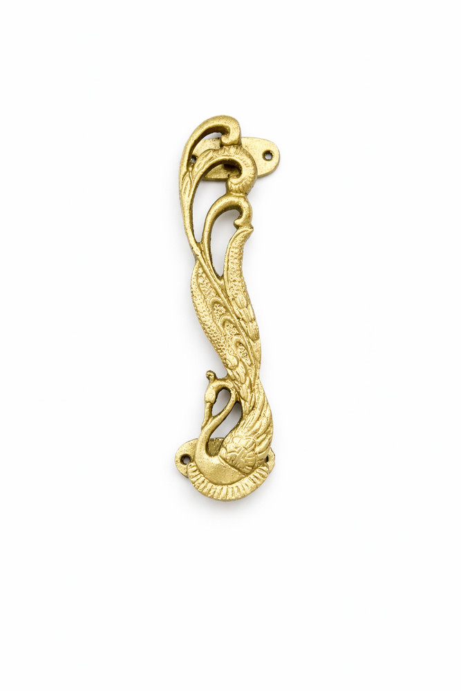 Solid Brass Peacock Door Handle Pull Ornate Bird Design 7" Tall