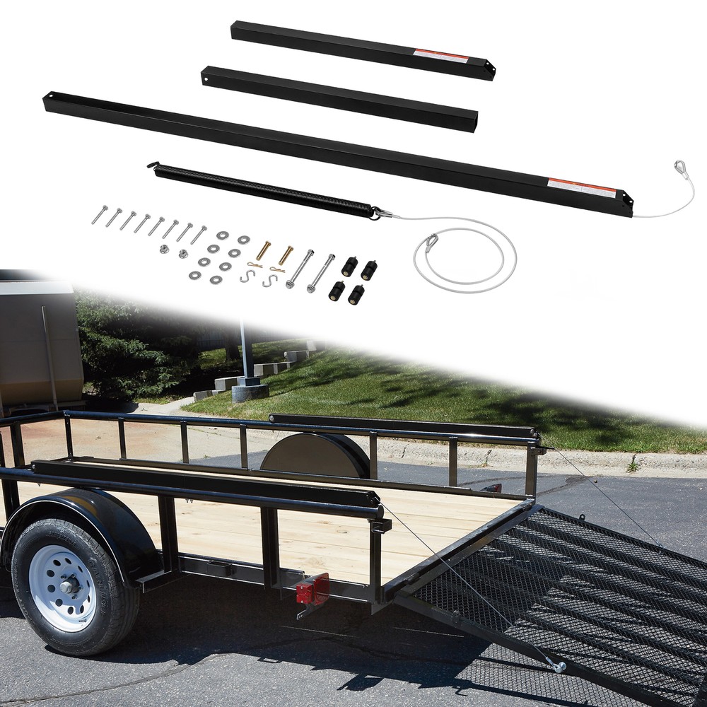 2 Sided Tailgate Utility Trailer Gate & Ramp Lift Assist System 350lbs