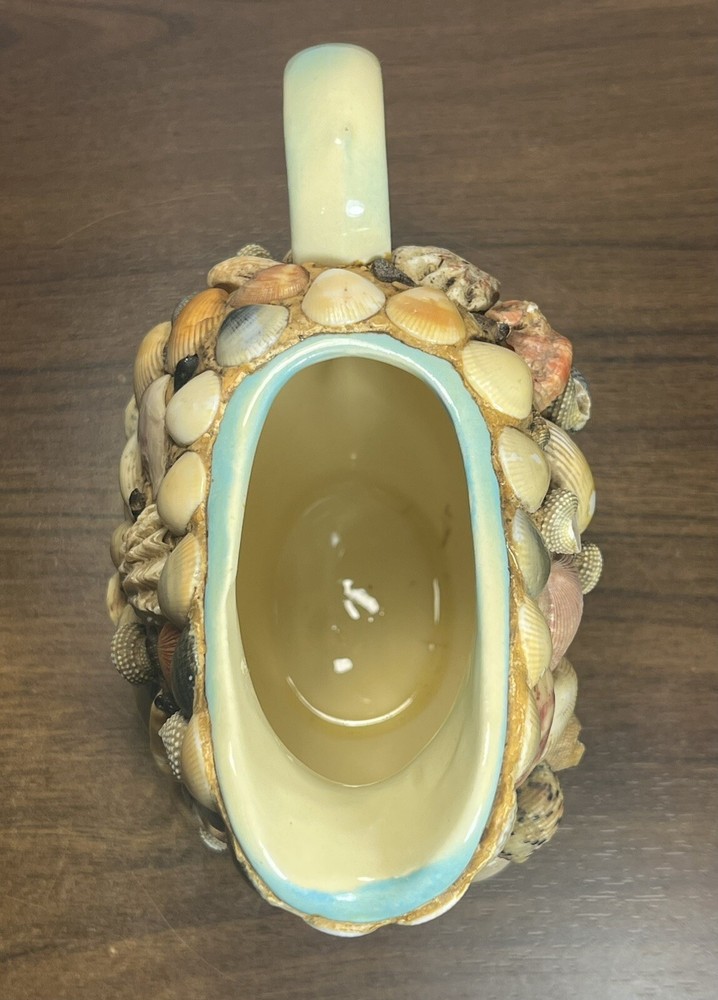 Vintage Seashell Covered Ceramic Pitcher