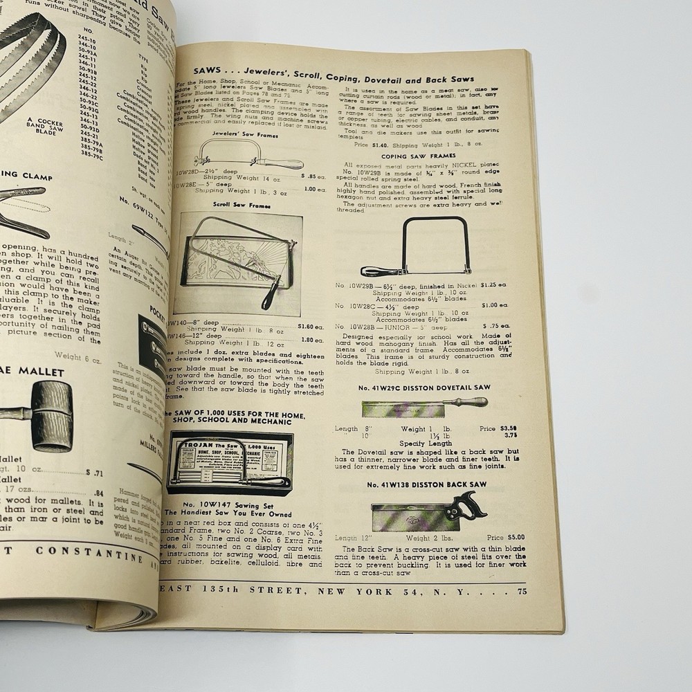 1952 Constantine's Manual For Craftsman Catalog Reference Guide Woodworking Tool