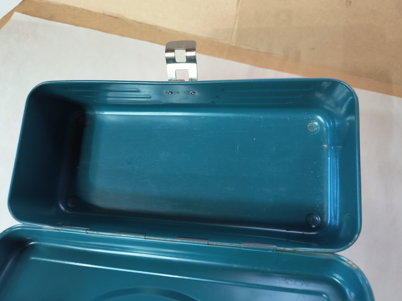 Vintage Union Chests Metal Tool Box Teal Blue Green Model NO 2011