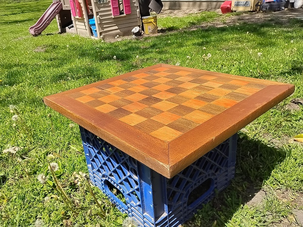 Large 19" Antique Handmade Solid Oak Chess Board