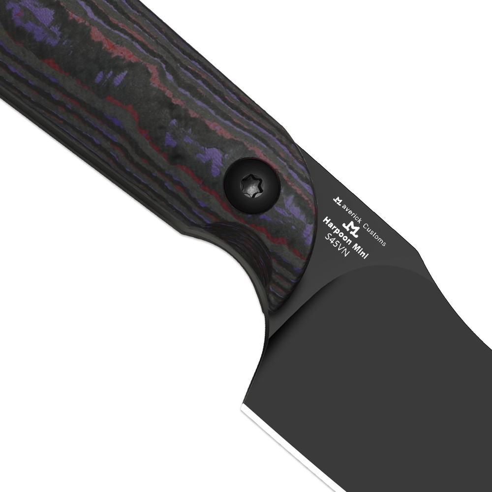 Kizer Mini Harpoon Drop Point Fixed Knife S45VN Blade Fat Carbon Handle + Sheath