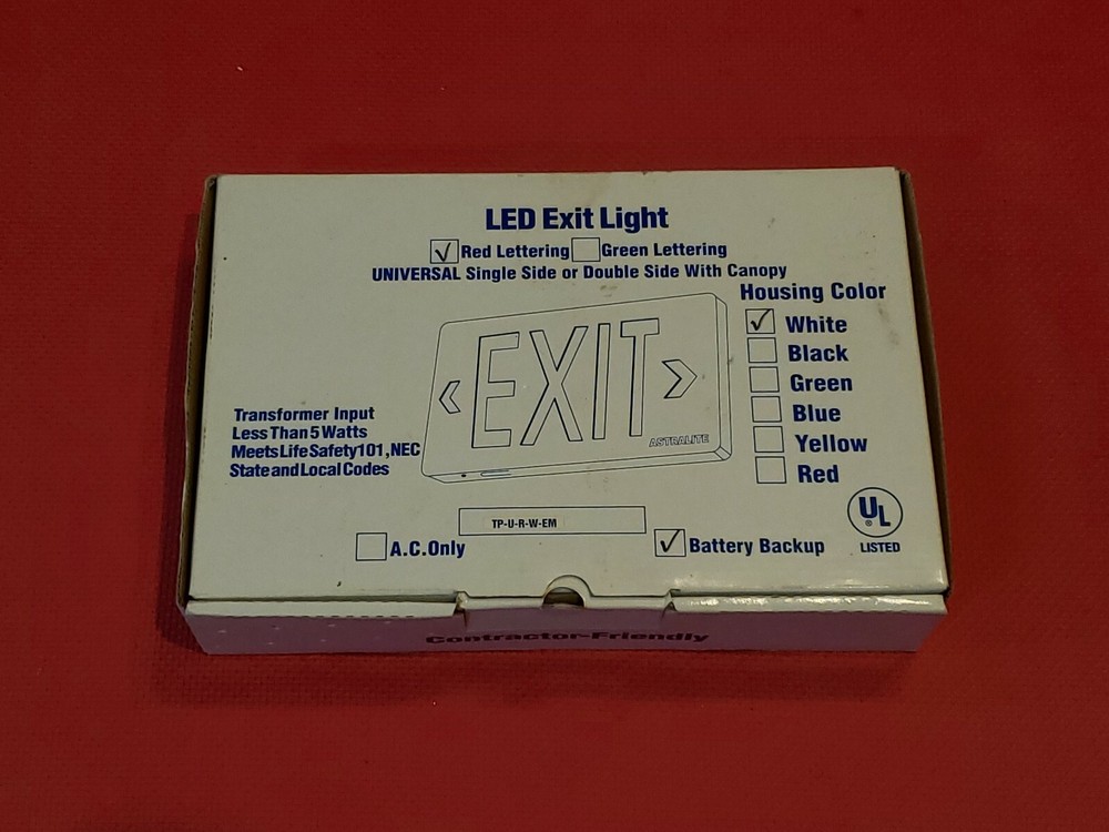 Astralite Exit Sign TP-U-R-W-EM