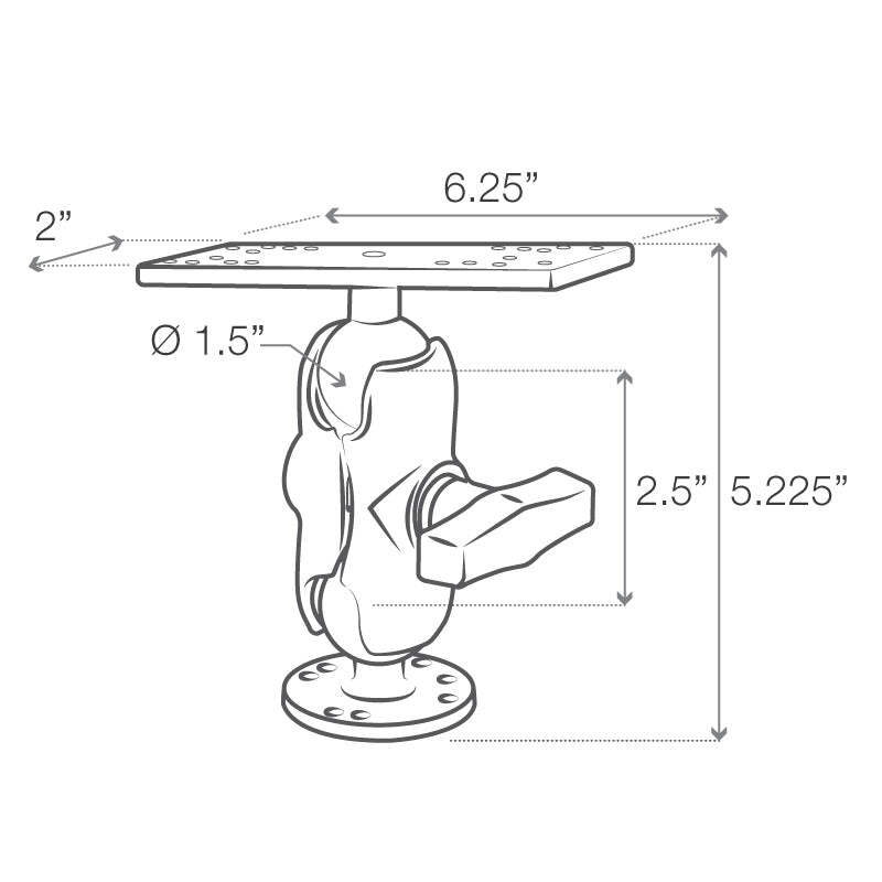 RAM-111U-B RAM Universal Marine Electronic Mount - C Siz...