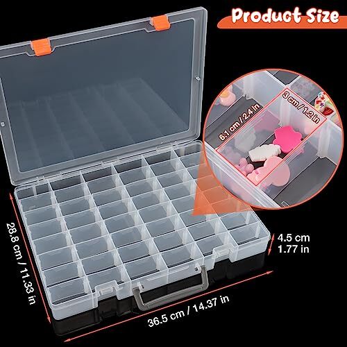 Double Sided Thread Box Storage 46 Grids Sewing Organizer Box for Beads Crafts
