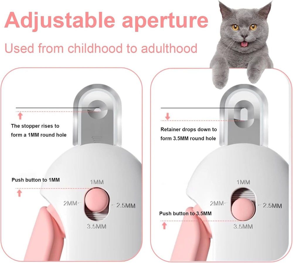 Adjustable Cat Nail Clipper to Avoid Excessive Cutting with Nail File