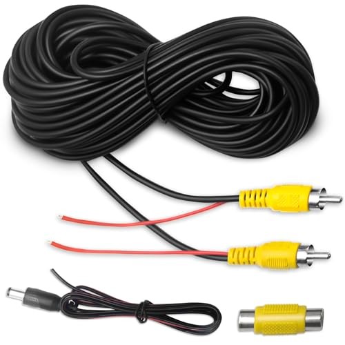 Premium Backup Camera RCA Cables, Car Reverse Camera Cable with Detection Wire