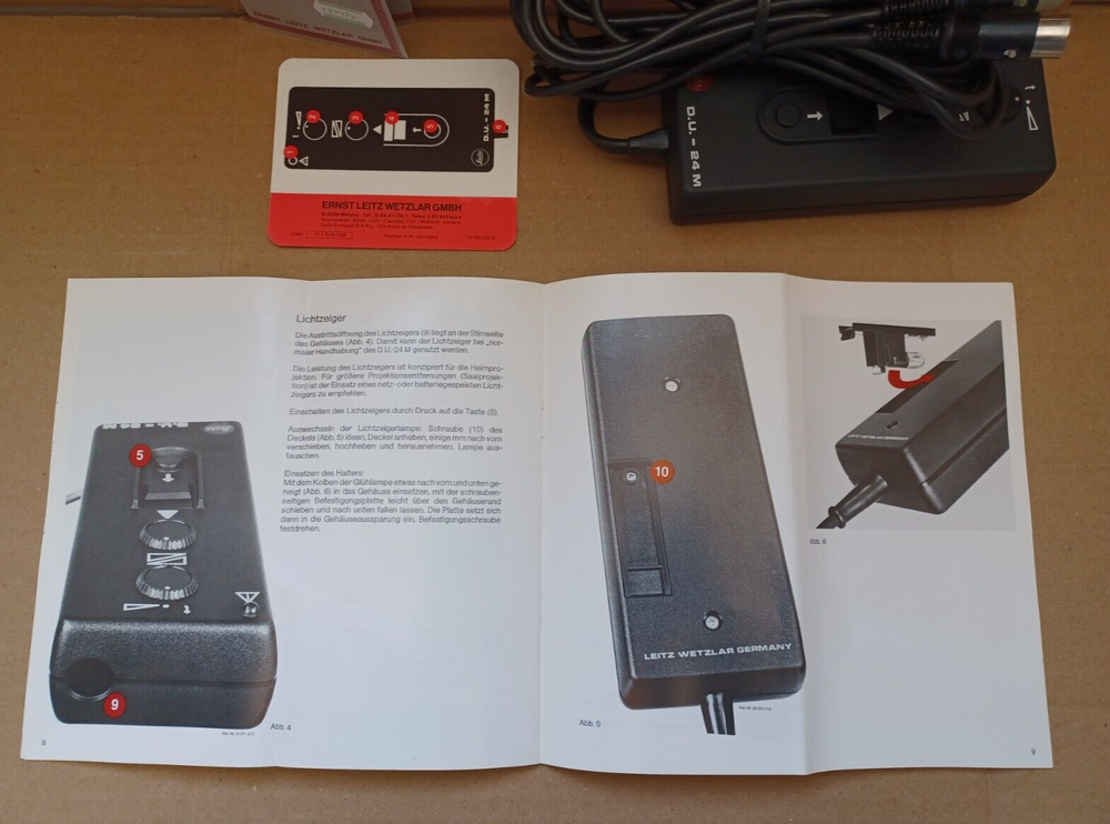 Leitz, Fade Control Unit Remote Control and Directions - for Pradovit Projector