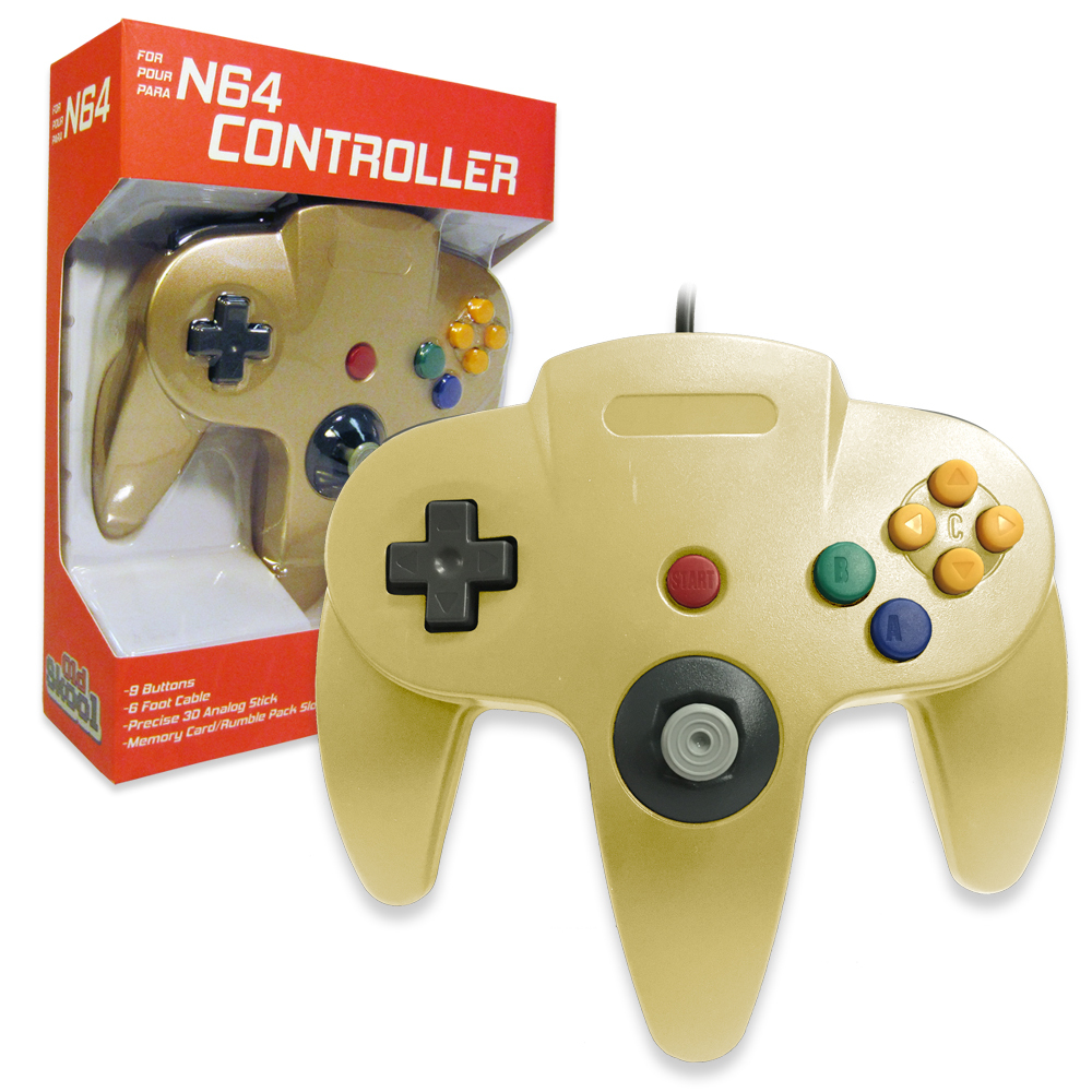 Old Skool Gold Wired Controller for Nintendo 64 N64