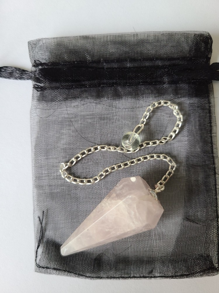 Rose Quartz Faceted Cone Crystal Dowsing Pendulum Divination Tool