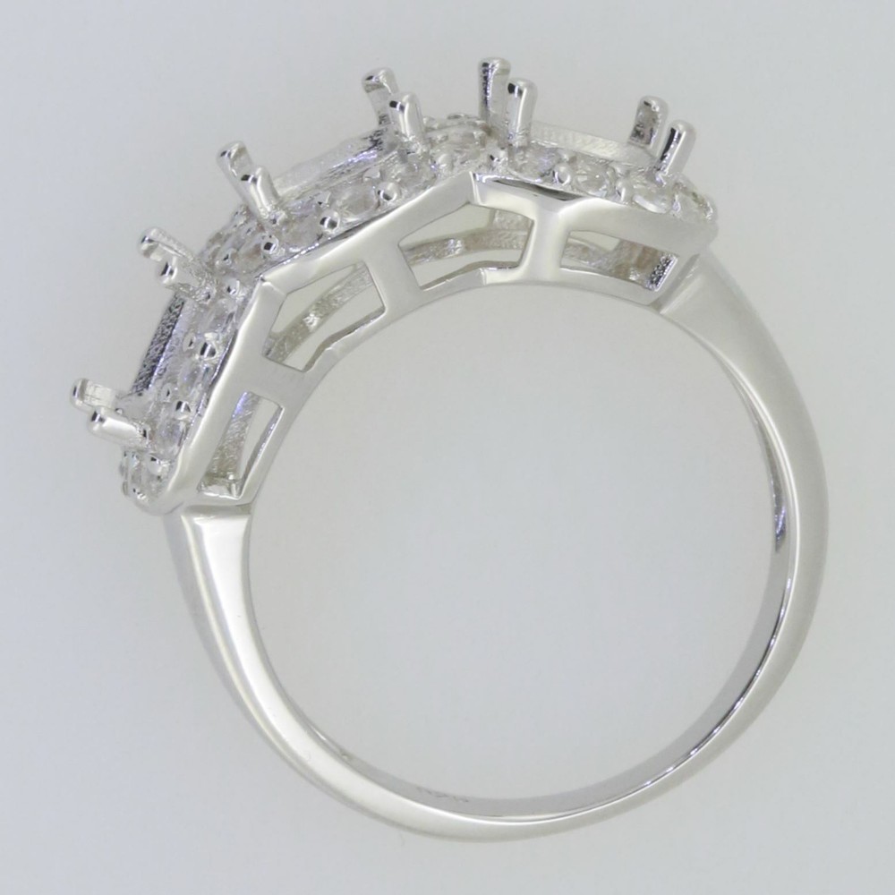 Sterling Silver Semi Mount Ring Setting Cushion CU 6X6mm 3 Stone