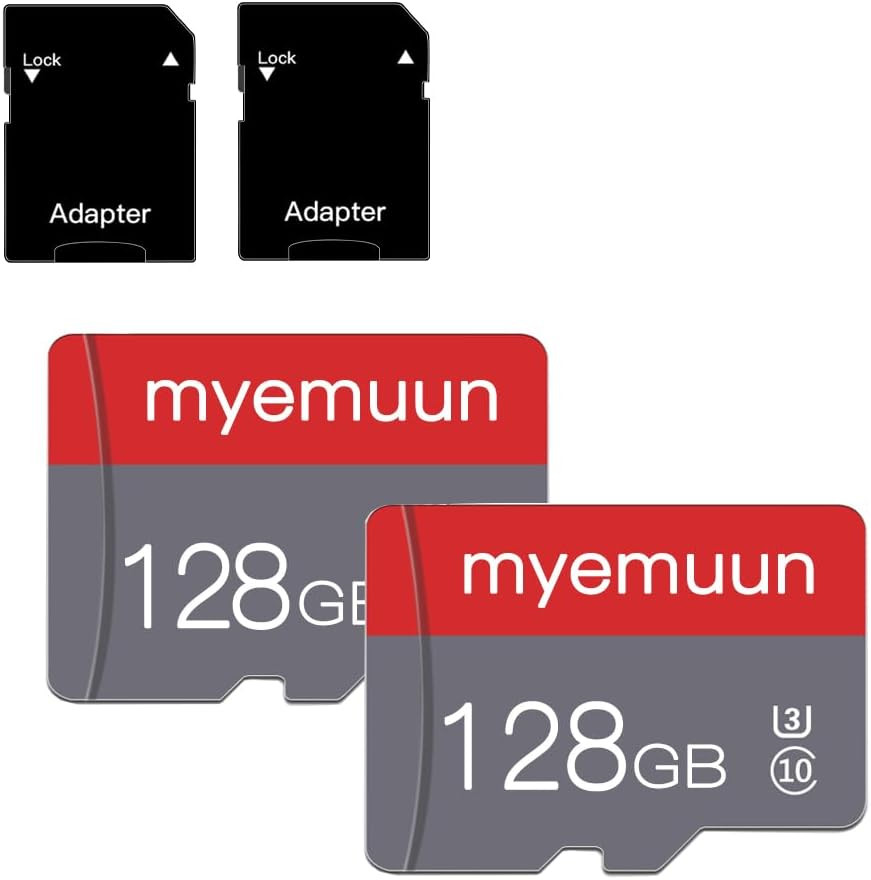 2 Pack 128 GB Micro Memory Card with Adapter, TF Memory Card Class 10, Mini Memo