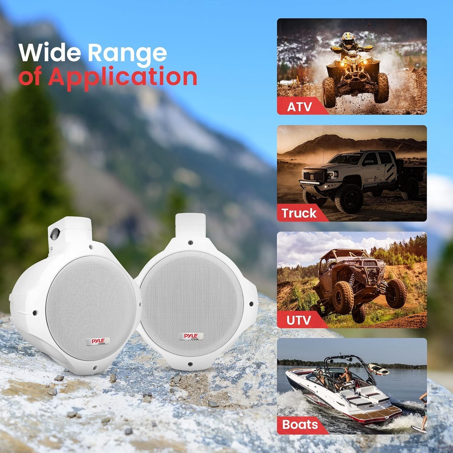 Pyle Waterproof Marine Wakeboard Tower Speakers - 6.5in Dual Subwoofer, 200 W