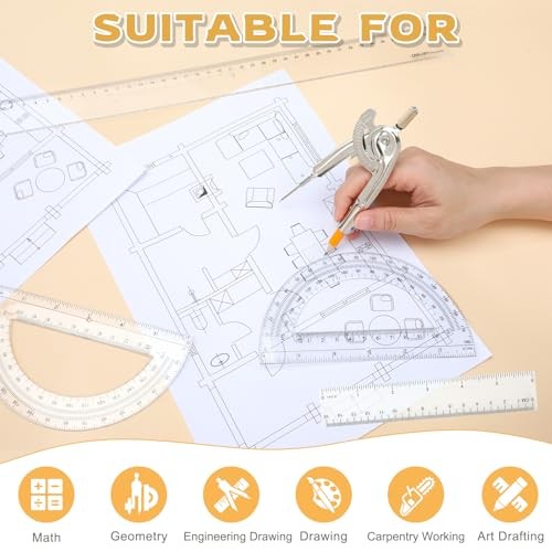 Pieces Geometry Math Set Compass for Geometry Math Compass and Protractor 20