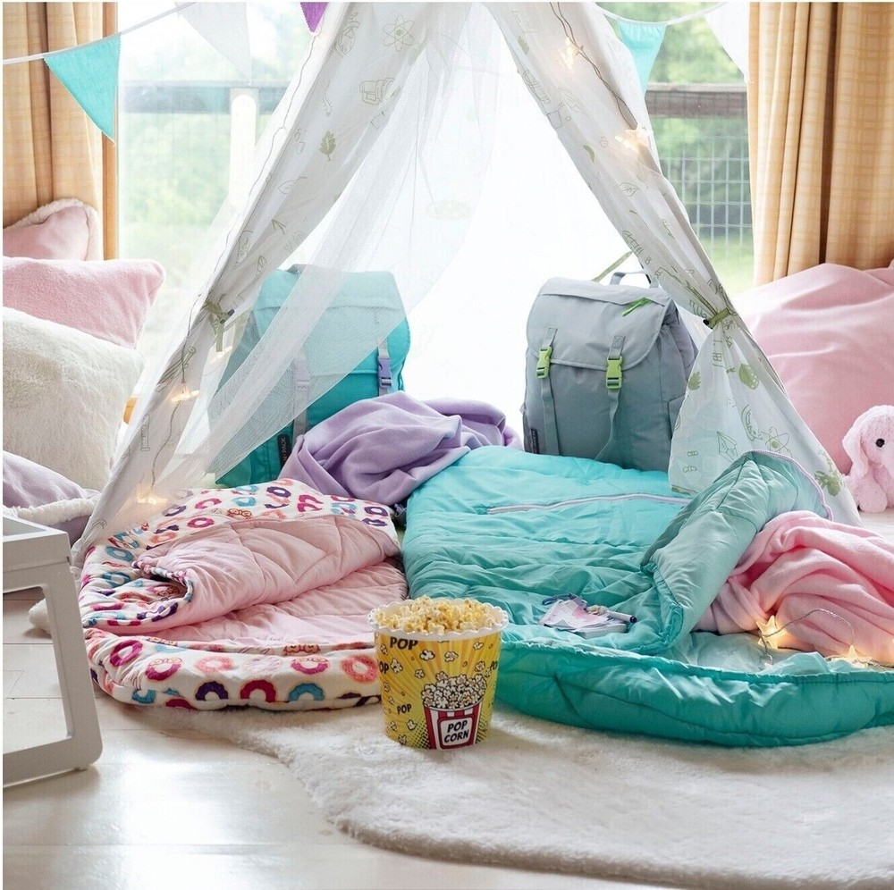 Mimish Sleep-N-Pack, Packable Kid's Sleeping Bag & Backpack, Donuts Print