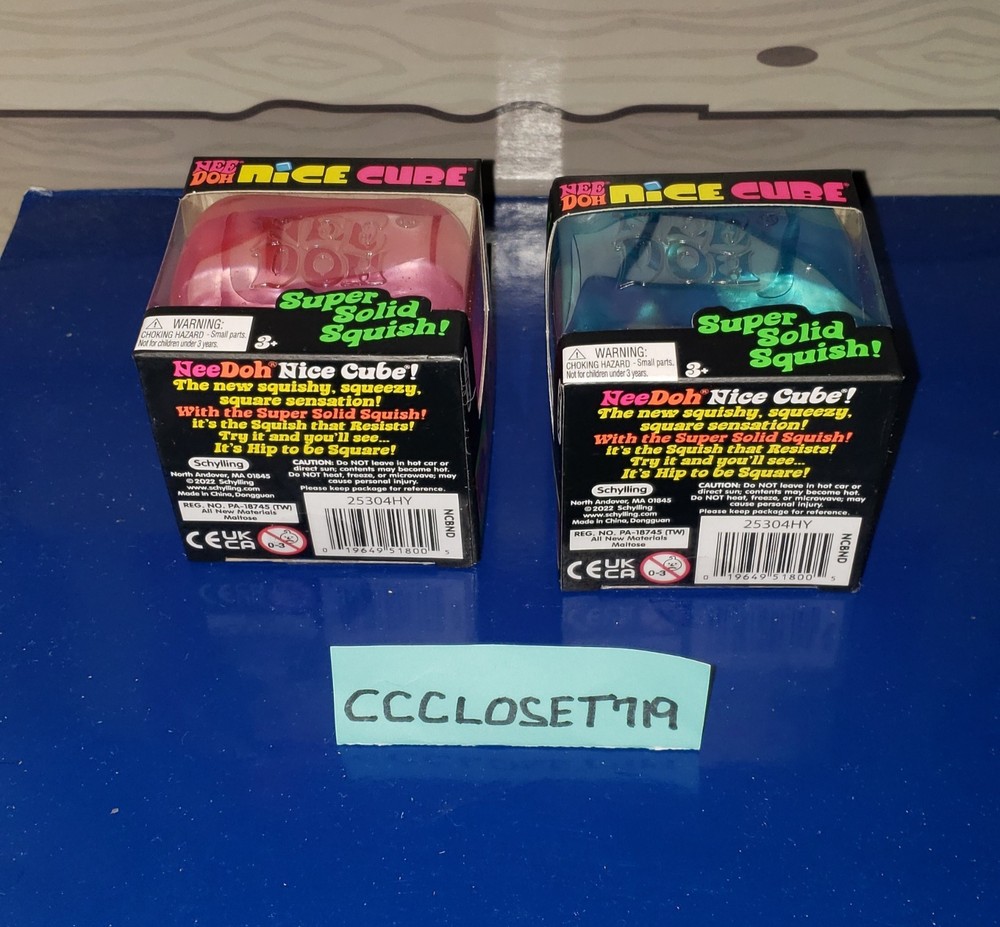 NeeDoh Nice Cube Super Solid Squish! x2 Pink & Blue