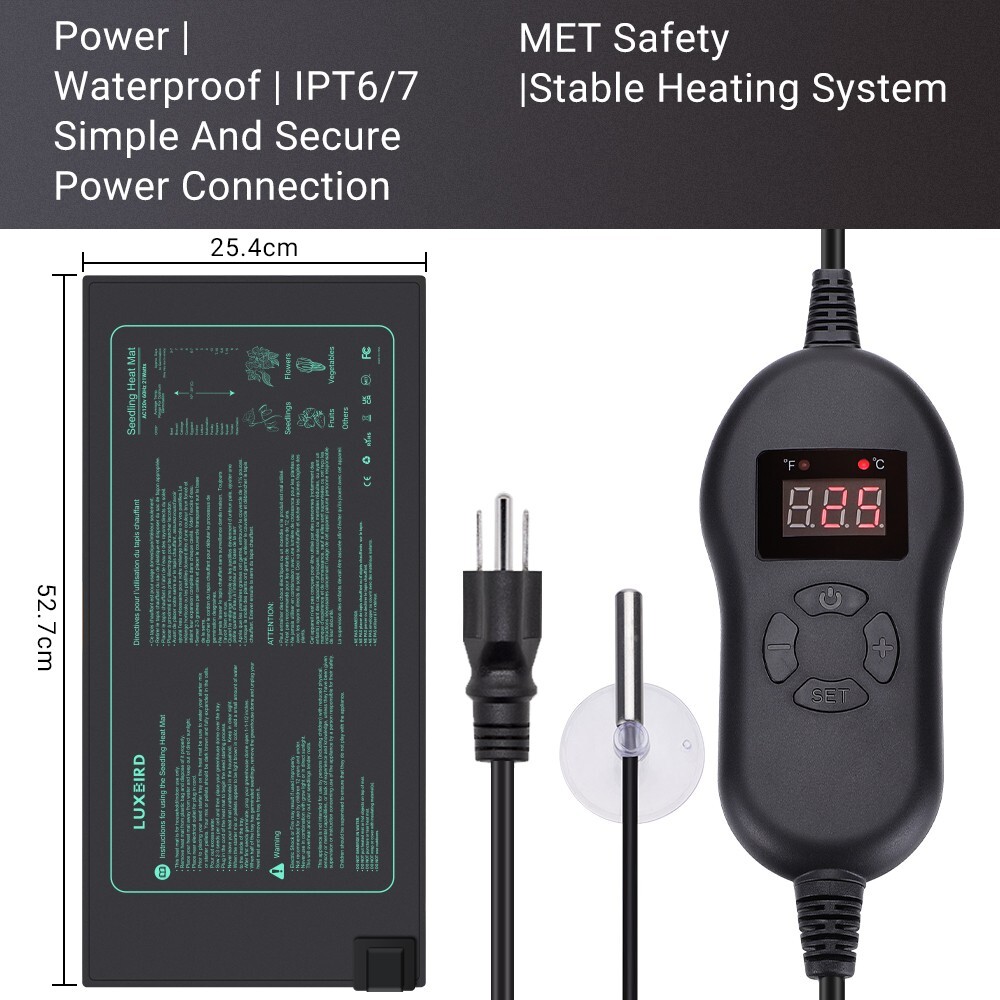 Seedling Mat With Heat Controller Germination MET Certified Plants Heating Pad