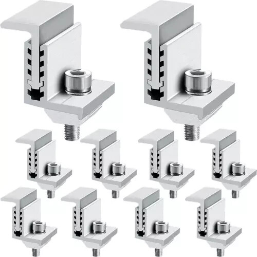 READ 12 PACK End Clamp Solar Panel Mounting Z Bracket Mid Rail Clamps Adjustable