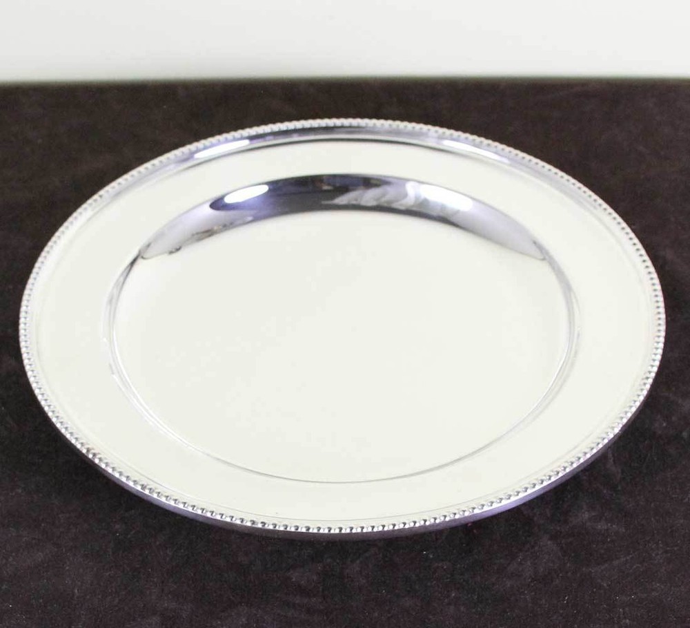 Round Platter 18 in. with Bead Pattern, Applied Border