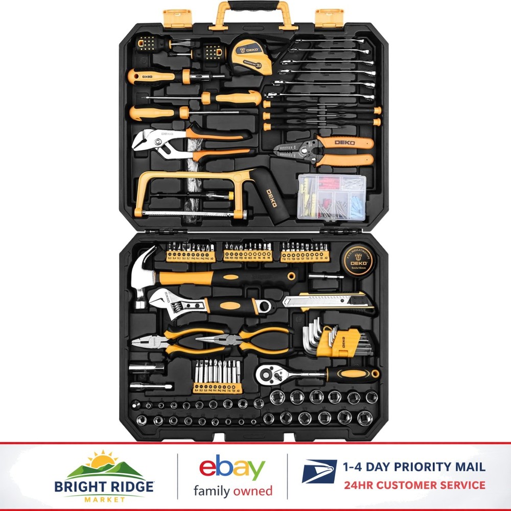 Versatile 198 Piece Toolbox with Ratchets, Hammer, and Various Accessories