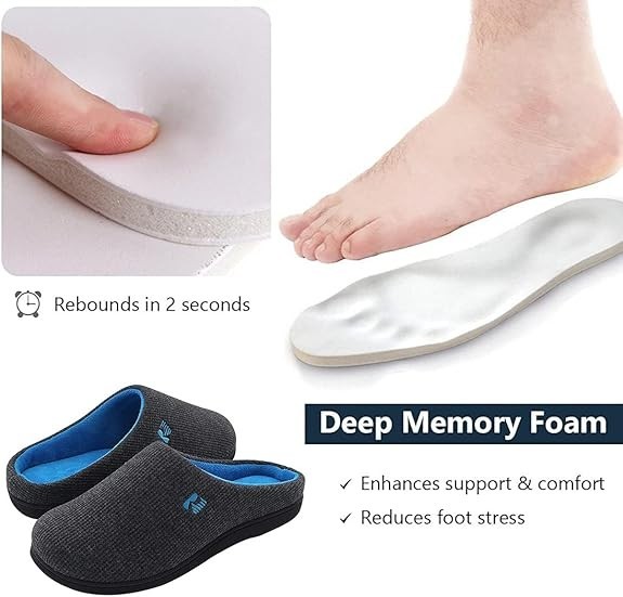 Men's Original Two-Tone Memory Foam Slipper, Size 10.5 US Men, Dark Grey/Blue