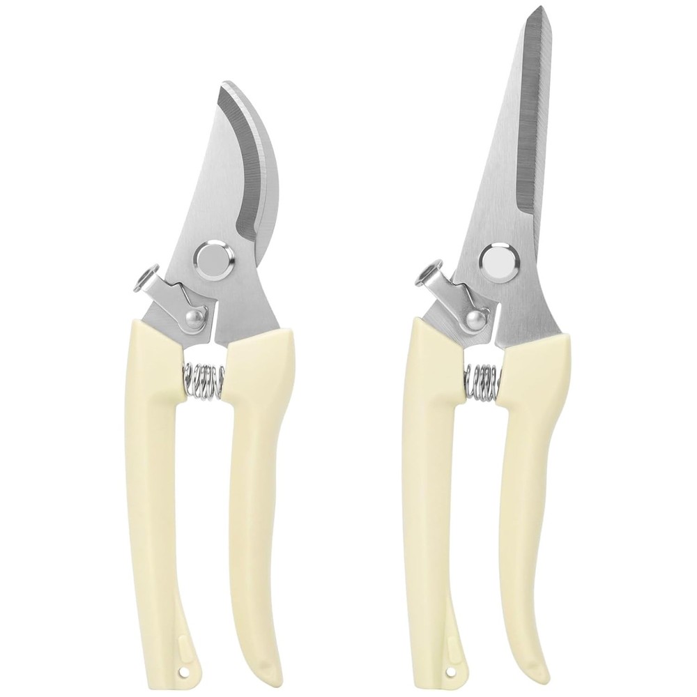 2Pcs Professional Pruning Shears (Include 1 Bypass Pruning Shears and 1 Straight