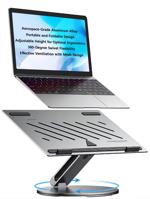 Portable Foldable Laptop Stand, Adjustable Height Ergonomic B4-Base, Grey