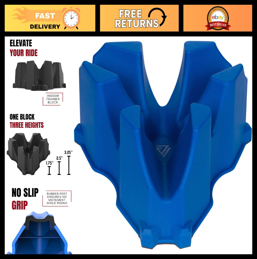 Indoor Bike Trainer Front Wheel Riser Block - Adjustable Height for Stability &