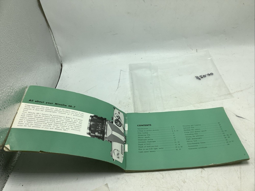 Minolta SR-7 Camera Owner's Manual