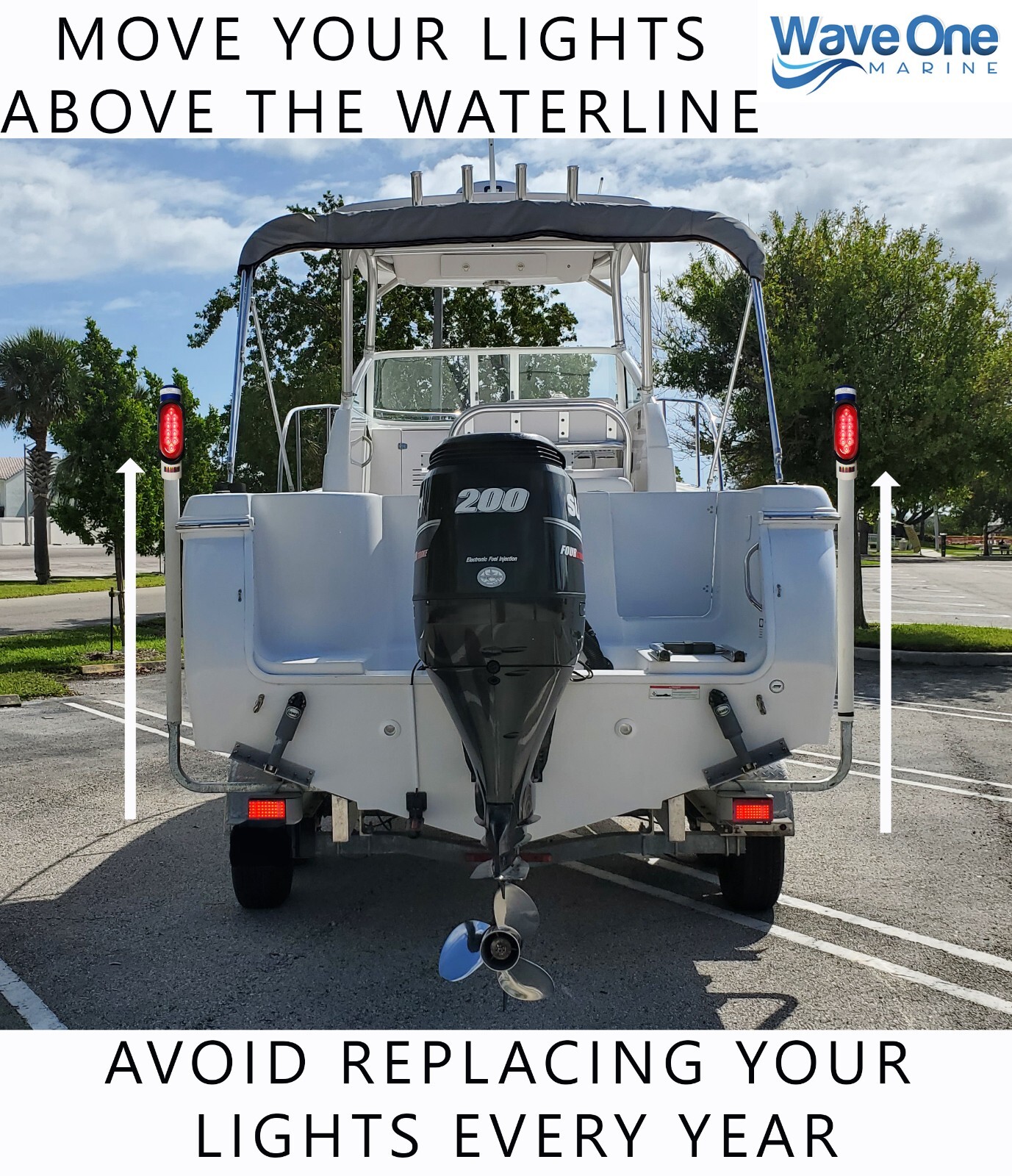 Wave One Marine | Boat Trailer Guide Post LED Pole Light Set, (DOT SAE APPROVED)