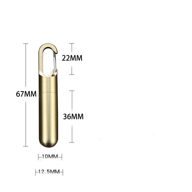 Solid Brass Keychain Waterproof Box Portable Integrated Medicine Pill EDC Box