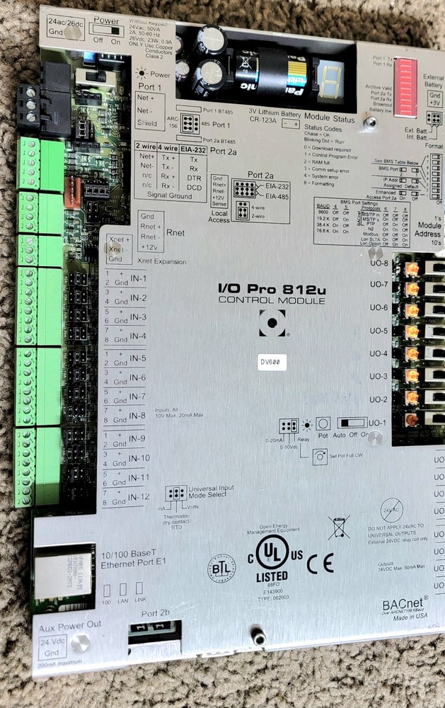 Automated logic I/O Pro 812u Control Module E143900 USED