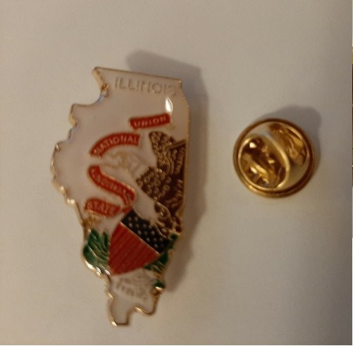 Illinois State Flag Map Lapel Pin