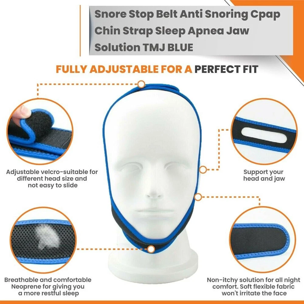 2 Pack Anti Snore Chin Strap Stop Snoring Belt Sleep Apnea Support Solution