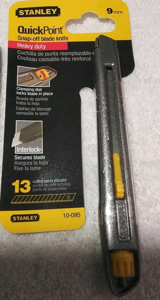 2pc STANLEY 10-095 ALUMINUM INTERLOCKING 9MM SNAP-OFF "QUICK POINT " KNIFE...