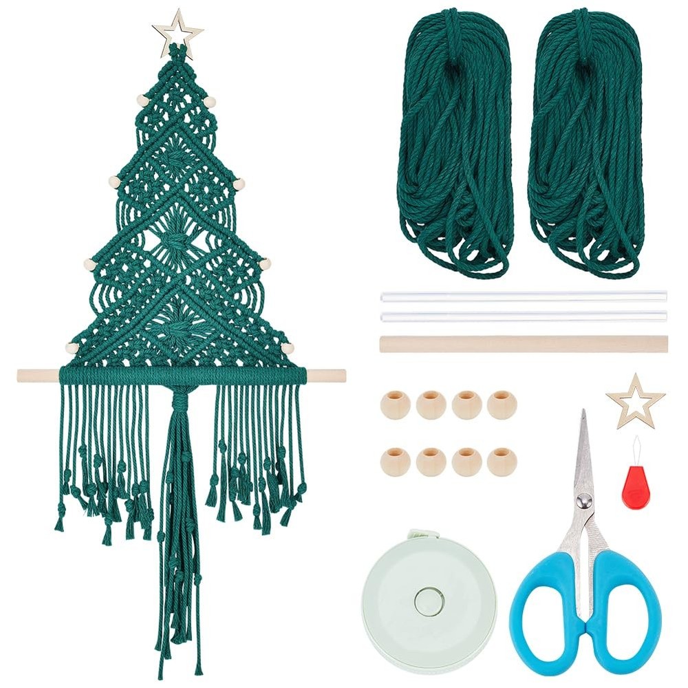 ACRNIGHEET DIY Macrame Christmas Tree Medium, Blackish Green