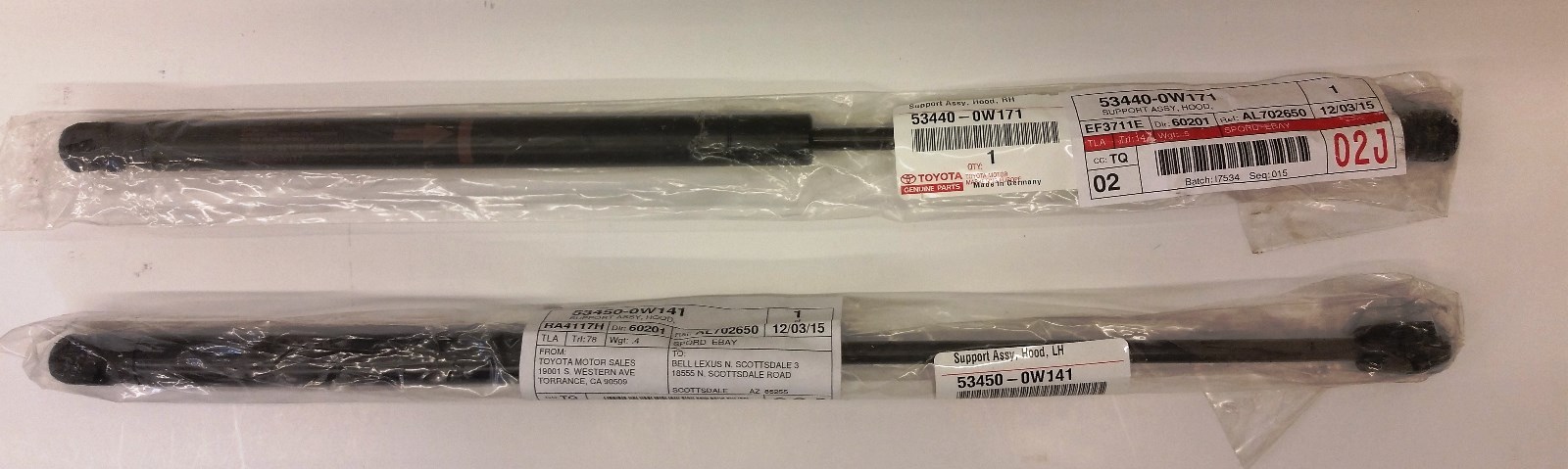 LEXUS OEM FACTORY HOOD SUPPORT SET 2008-2014 ISF