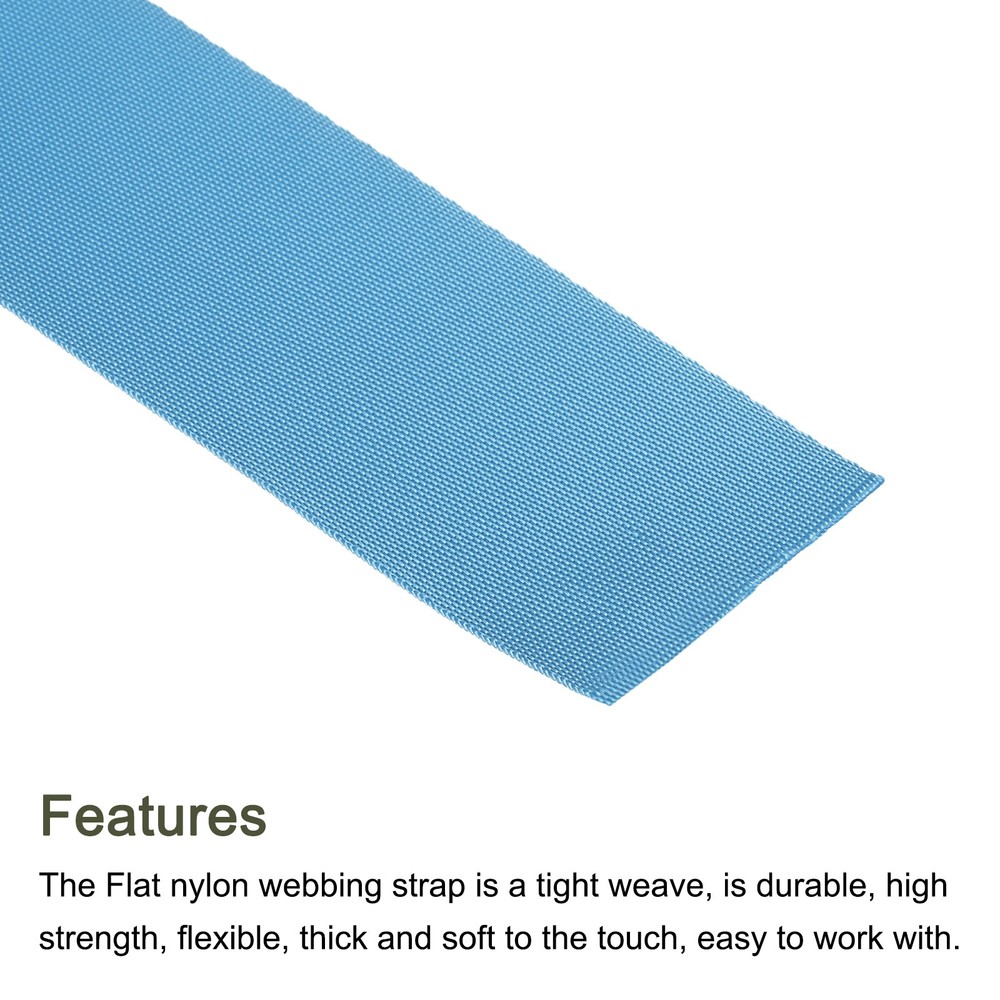 Flat Nylon Webbing Strap 2 Inch 25 Yards Lake Blue for Backpack