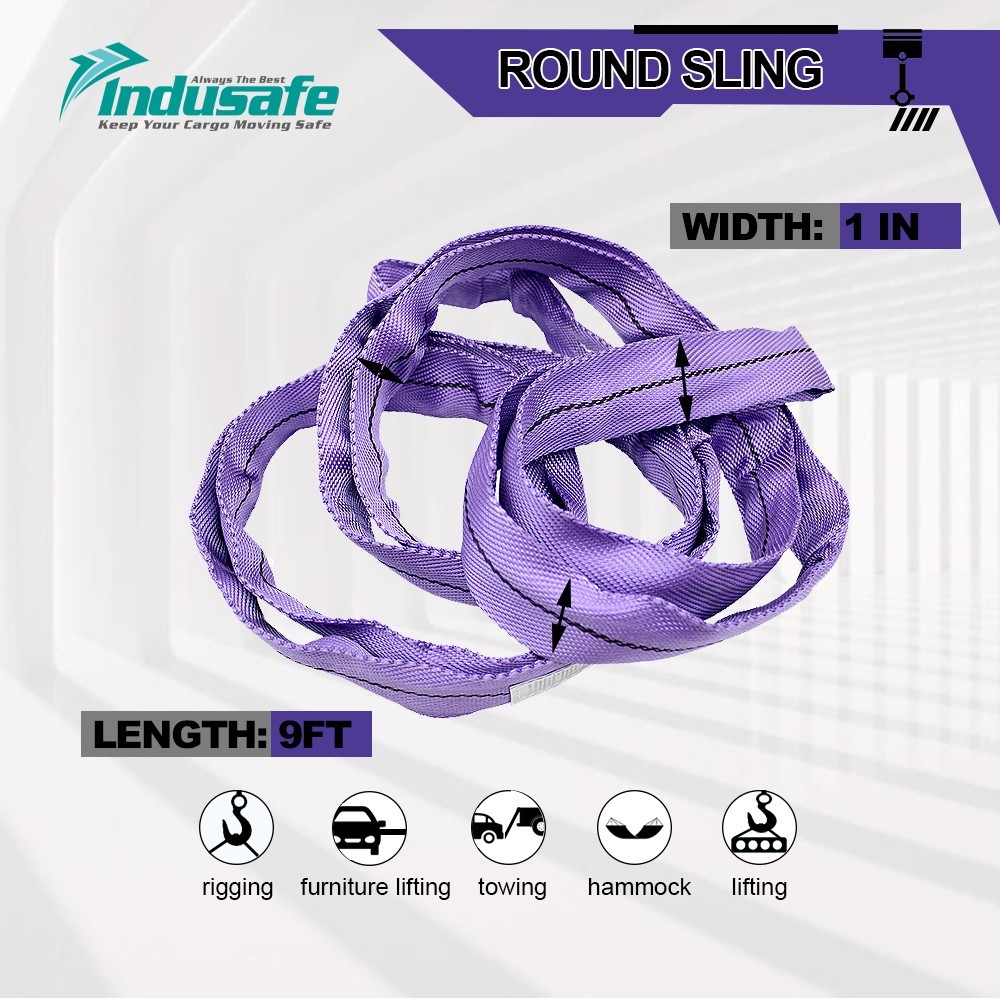 4 Pack 4' Endless Loops Round Sling Crane Recovery Strap Lifting Tow Pull Purple