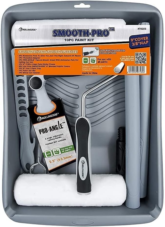 ROLLINGDOG 10 PC Paint Roller Kit-9 Inch Paint Rollers with Tray, Extendable Pai