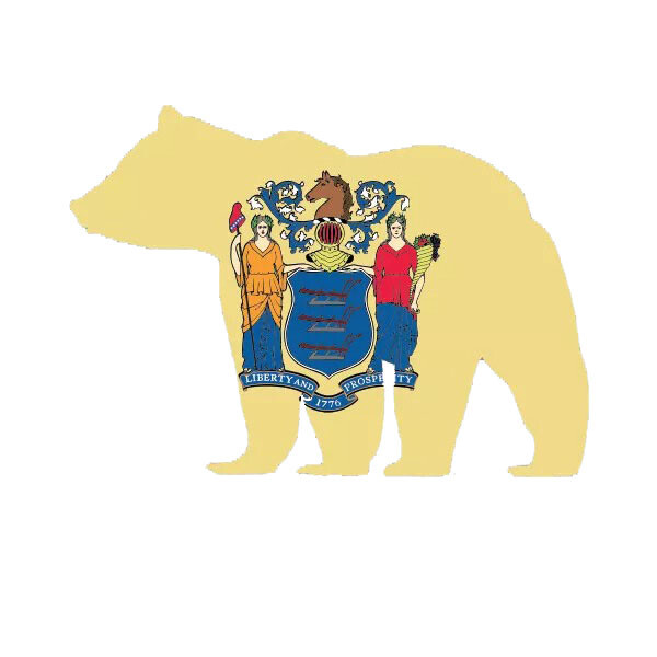 New Jersey State Shaped Bear Flag Sticker Decal