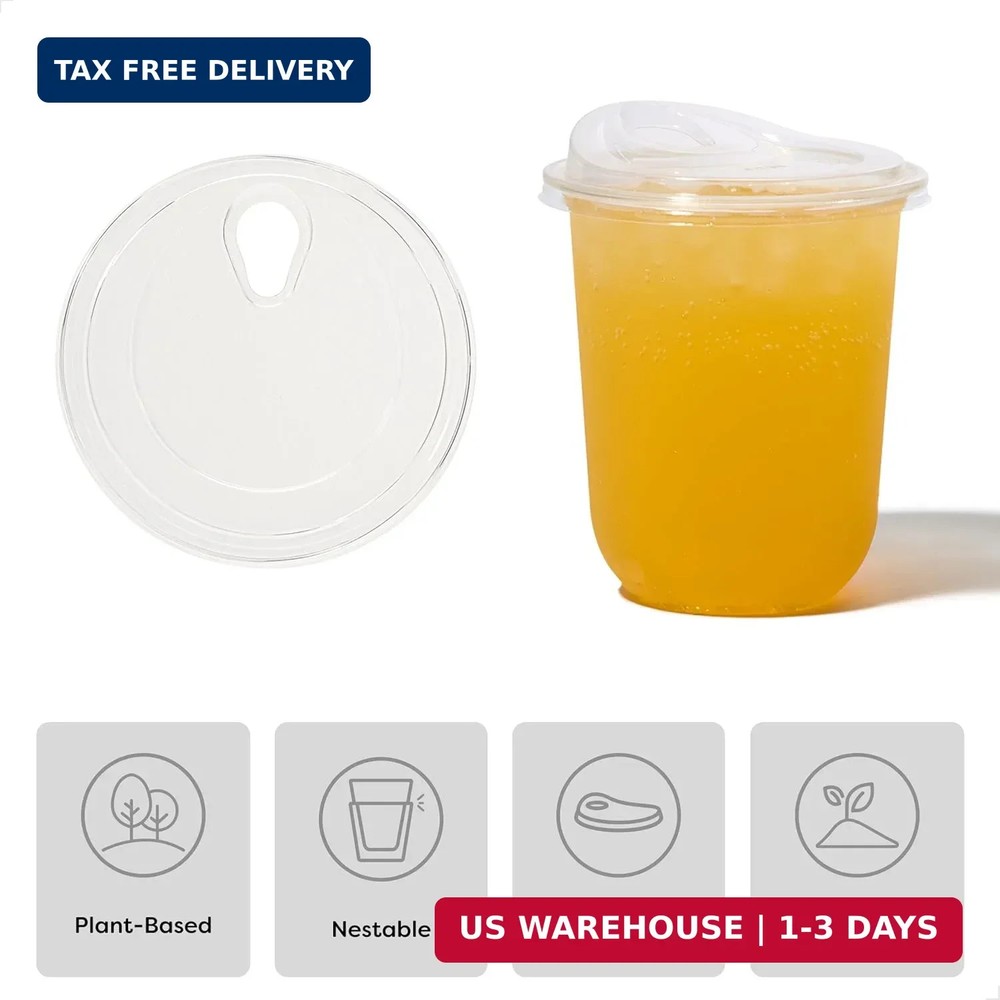 TOSSWARE NATURAL 16oz Arc Bundle - Plant Based 98mm Clear Cold Cups + Sip Lids -
