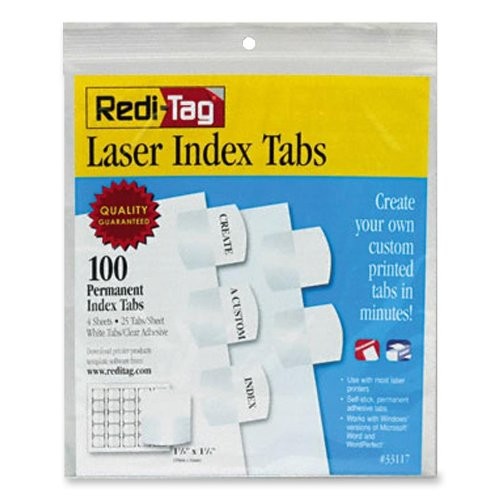 Redi-Tag 33120 Laser Index Tabs Assorted 100/Pack