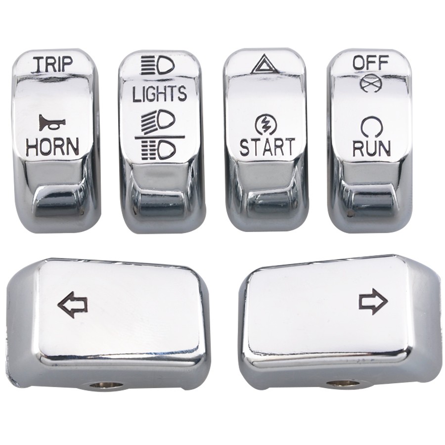 Chrome Hand Control Switch Housing Button Cover Cap Kit For Harley Softail/Dyna